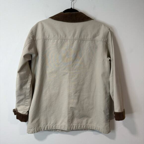 L.L. Bean Women's Barn Chore Coat Field Shacket Cream Medium Petite Cotton - Picture 4 of 8